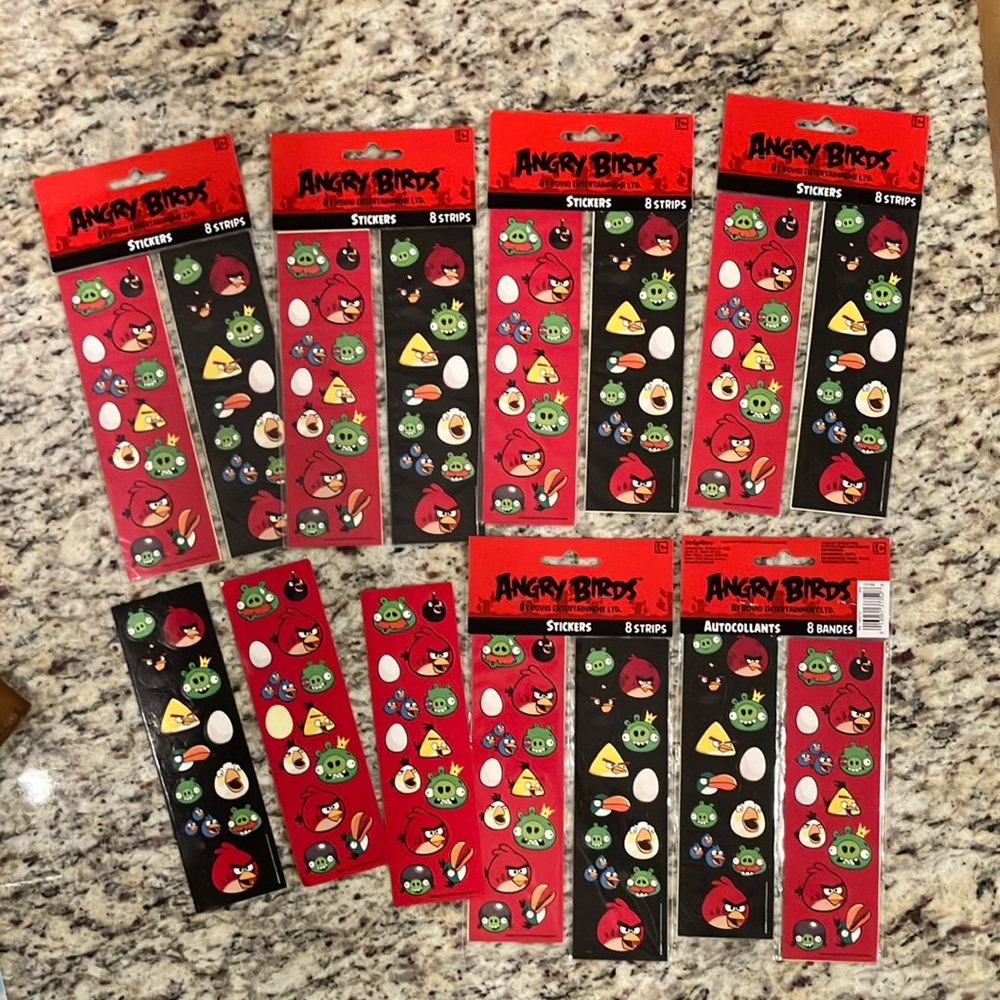 Angry Birds Stickers Bundle 6 Packs + 3 Bonus Strips Red Black Reward Teacher